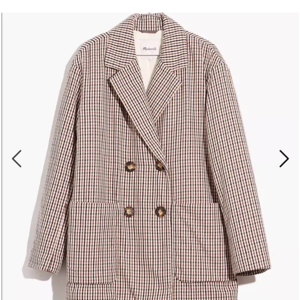 Madewell Plaid  Double-Breasted Blazer - Size Small